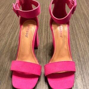 BAMBOO Vibrant Pink Heeled Sandals